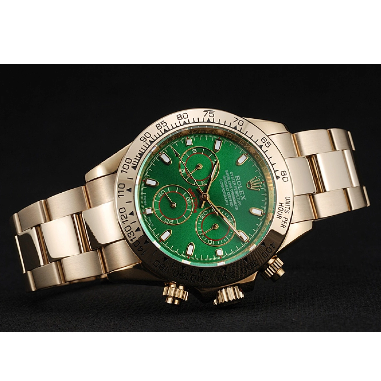 Good copy rolex watches Rolex Cosmograph Green Dial Bracelet Daytona And Case Gold 1454244 0514